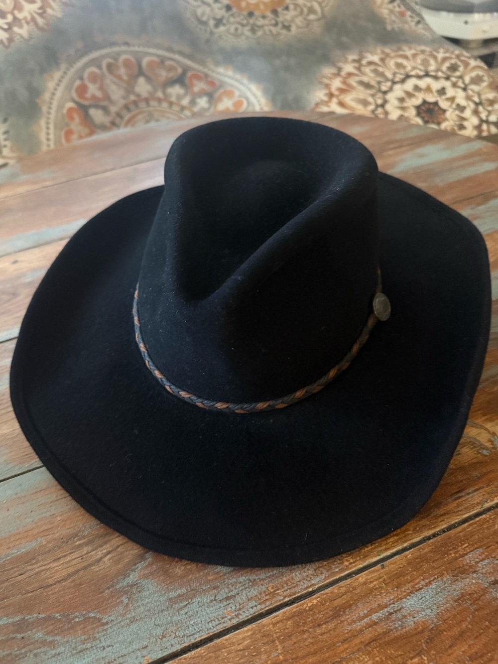 Stetson black Rawhide crushable buffalo cowboy hat size 7 1/4 58cm